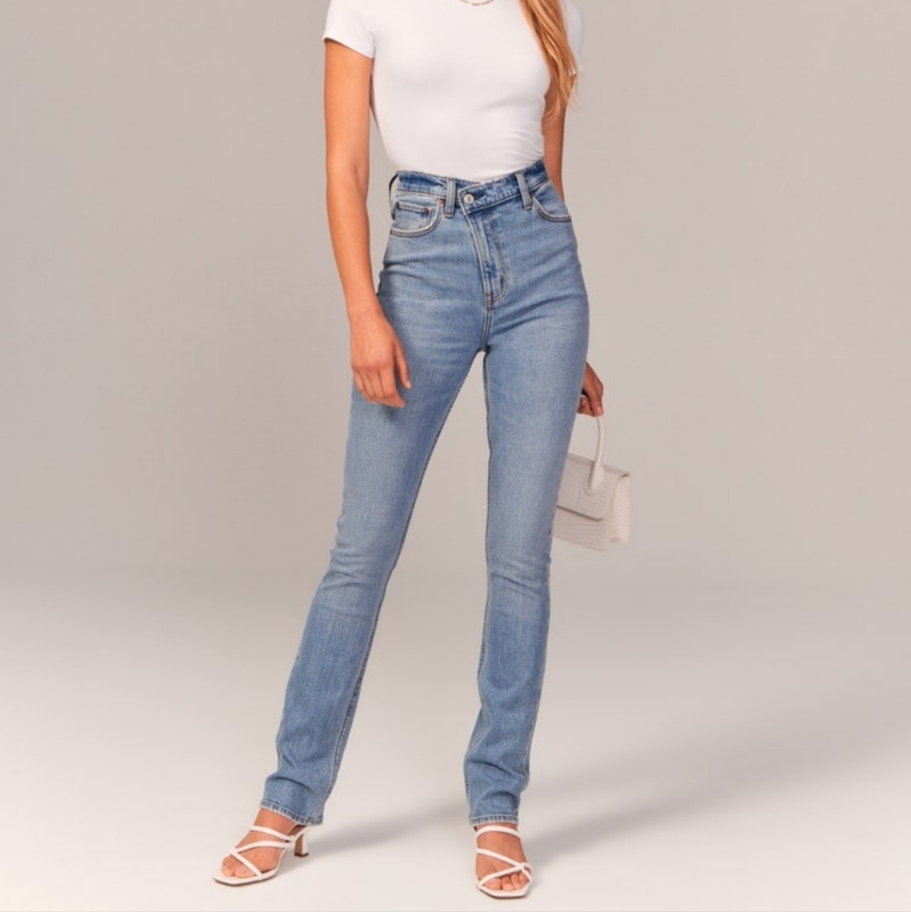 Abercrombie & Fitch 90's Slim Straight Ultra High Rise 25 0 Criss Cross Jeans